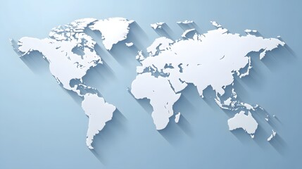 World map with drop shadows.