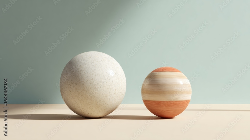 Canvas Prints two artistic spheres on minimalist background for creative projects
