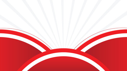 Abstract Wave background with red and white ribbon. Vector illustration of Indonesia Independence Day celebration.