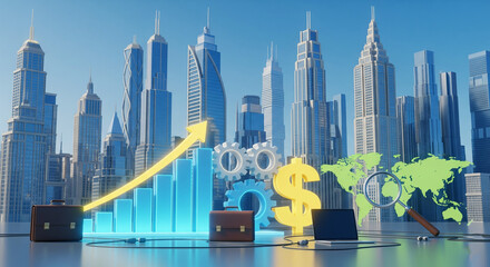 Global Business Growth and Financial Strategy in Modern Cityscape