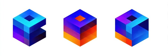 Obraz premium Abstract geometric shapes, vibrant color gradients