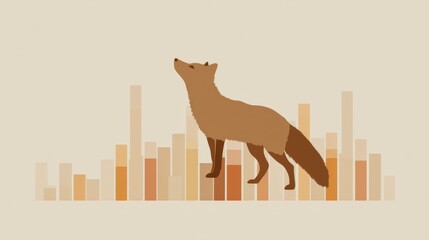Stylish Illustration of a Fox with Abstract Soundwave Design