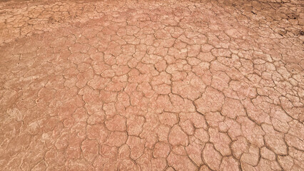 Orange dry cracked soil depicting climate change