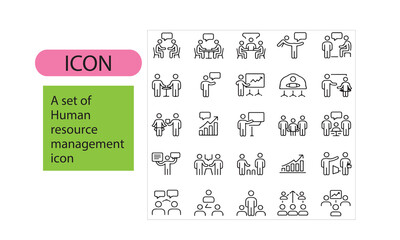 A set of human resource management line art icon
