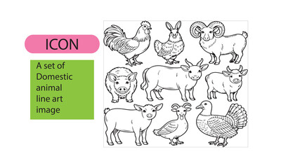 Fototapeta premium A black and whte line art domestic animal line art imageA black and white line art domestic animal image