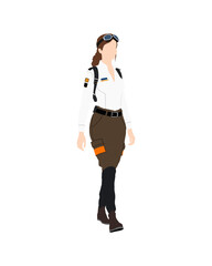 Flat vector people and illustration, woman with casual pilot outfit