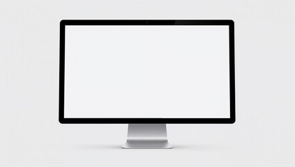 Modern computer monitor with a blank white screen on a light gray background