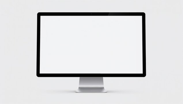 Modern computer monitor with a blank white screen on a light gray background