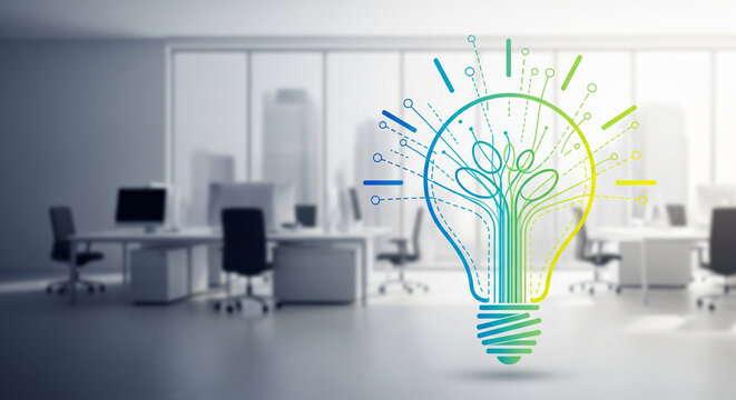 Innovative Ideas and Sustainable Growth in a Modern Office Environment - Powered by Adobe