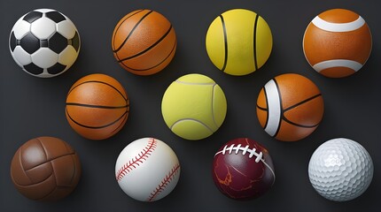 A colorful vector illustration of an Easter eggs set with some sport balls like a basketball and a football