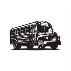 school bus  vector silhouette outline logo design illustration 