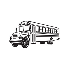 school bus  vector silhouette outline logo design illustration 