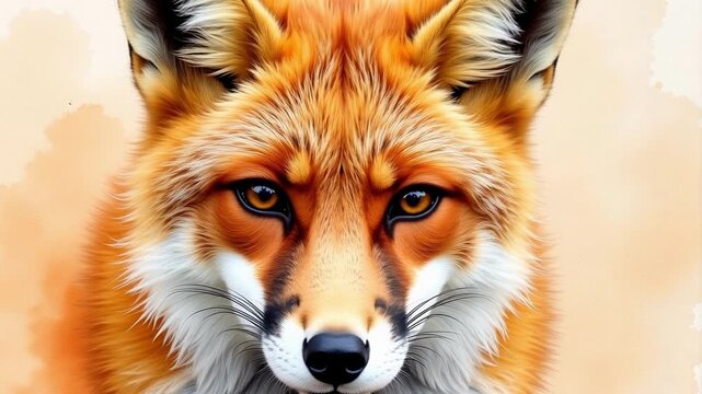 Intense gaze of a vibrant red fox, its piercing eyes conveying wild intelligence and keen observation in a softly blurred natural background.