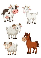 Cheerful Cartoon Farm Animals: A Friendly Collection of Livestock Characters