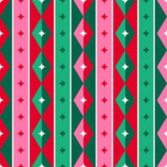 Red and green rhombus seamless stripes pattern design for christmas and new year background.
