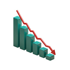 Graphical Depiction of Economic Decline a Red Arrow Pierces Teal Bars Symptomizing Market Downturn and Fiscal Challenges on a Black Backdrop