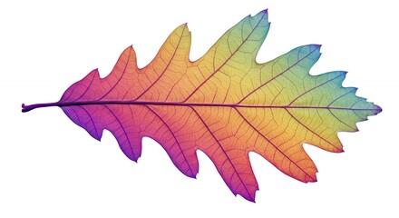 Fototapeta premium Colorful rainbow gradient leaf illustration