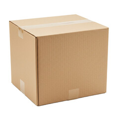 Cardboard box used for storage, shipping, or organization of items.