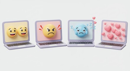Laptop designs with emoji expressions