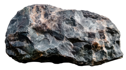 Large rock stone with rough textured surface and natural irregular shape isolated on white background