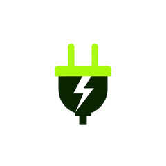 vector of an electric plug with a lightning bolt, representing power, energy, and electrical connection.