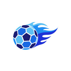 Obraz premium vector of a soccer ball with blue flames, dynamic sports game icon