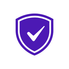 vector of a purple shield with a white checkmark, symbolizing security, protection, and approval