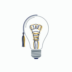 Obraz premium vector of a lightbulb with a graduation cap tassel, representing ideas, education, and innovation