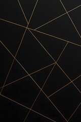 Matte Black Abstract Background with Thin Gold Polygonal Lines