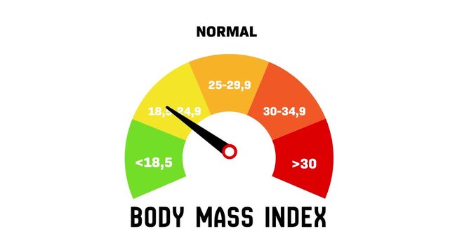 BMI Scale Animation, Body Mass Index Gauge Showing Obesity Level for Weight Loss and Health Videos