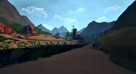 谷底の村　風車の谷 © タラコおにぎり