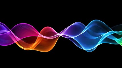 Abstract design with colorful wavy lines on a black background.