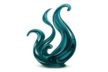 Turquoise metallic paint forming abstract shapes, isolated on transparent background, ideal for creative projects