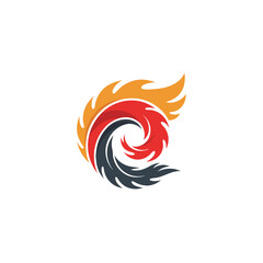 vector of abstract fire flame swirl in red orange and black colors