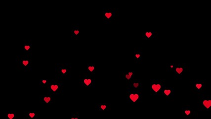 Falling Red Hearts Animation on Black Background, Floating Heart Particles - Powered by Adobe