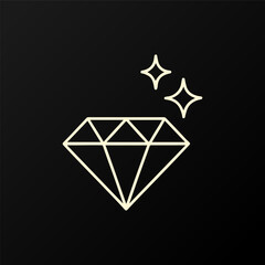 Illustration of a diamond with a gold line on a black gradient background