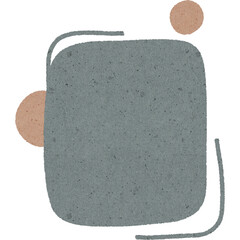 Abstract geometric shape with textured gray square and brown circles, artistic and modern design