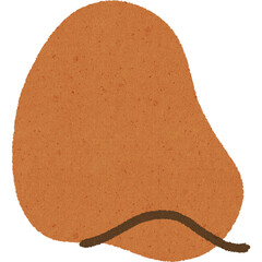 Abstract brown textured shape with curved dark line on transparent background