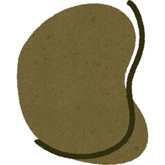 Abstract brown shape with textured surface and curved black line