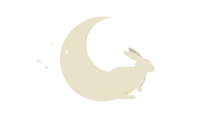 Rabbit in moon silhouette illustration mid autumn festival graphic design vector art print poster design