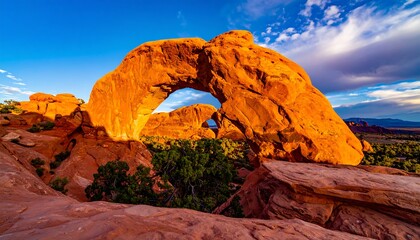 Stunning sandstone arch at sunset