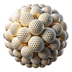 Intricate sphere of textured spheres with warm lighting