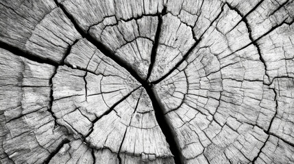 Black and white image of a cross section of a tree stump.
