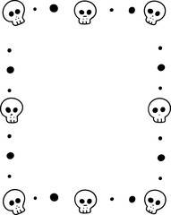 Doodle skull borders frames create spooky decorative design with dark dots and hand drawn style