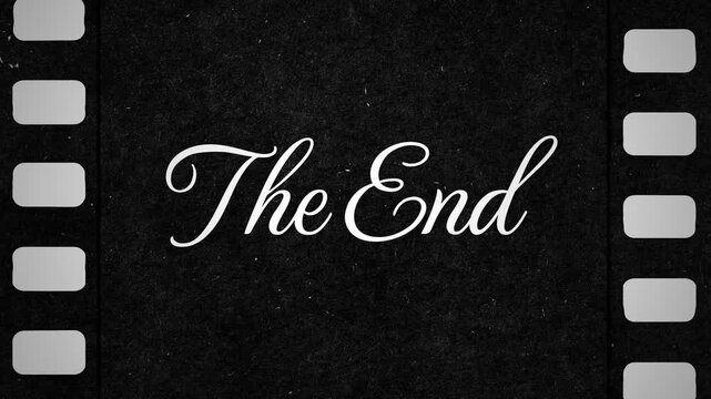 Vintage Film Reel The End Title Card Animation, Retro Silent Movie Ending Screen