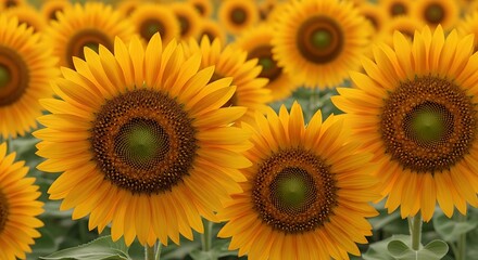 Obraz premium Radiant sunflowers in full bloom under the sun, creating a vibrant floral landscape
