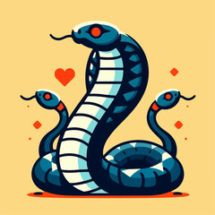 Fototapeta premium flat illustration of a cobra snake