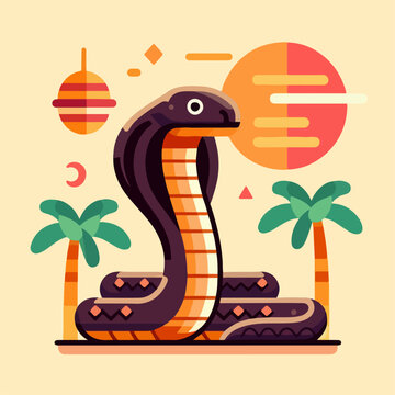 flat illustration of a cobra snake
