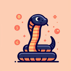Fototapeta premium flat illustration of a cobra snake