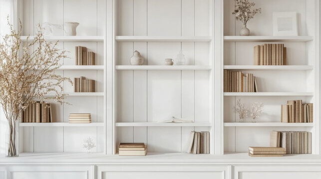 White Modern  Office Wall bookshelf
